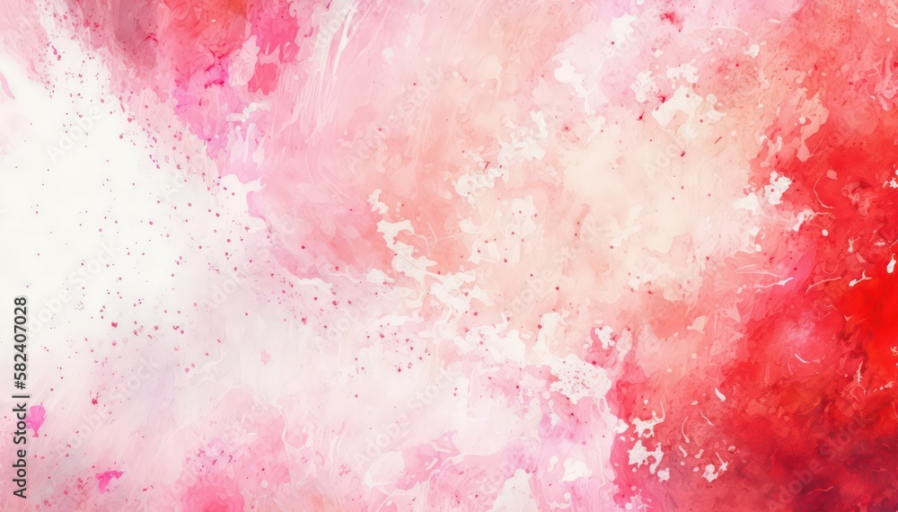 Bright abstract watercolor background. Red and white acrylic wallpaper. Generative AI art.