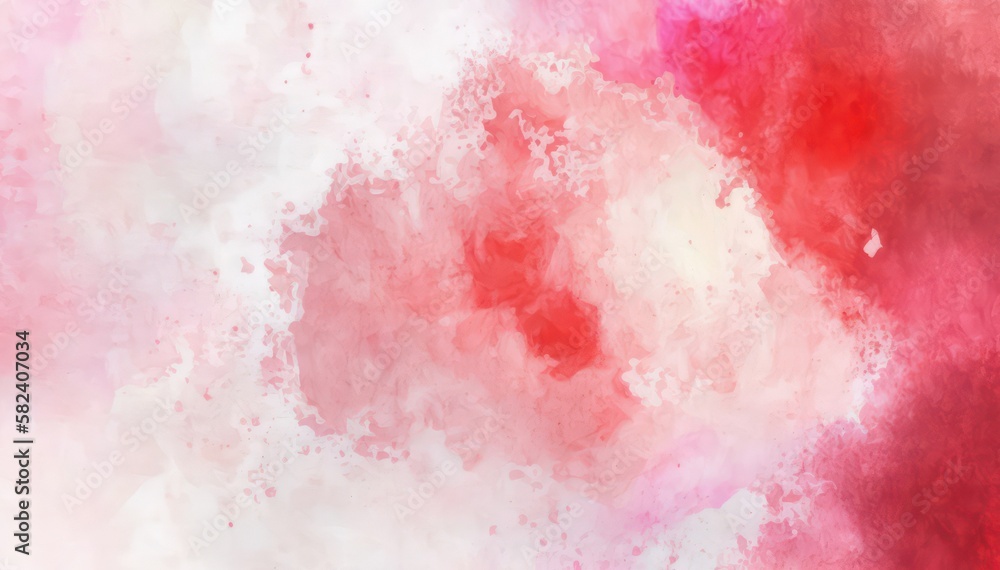Bright abstract watercolor background. Red and white acrylic wallpaper. Generative AI art.