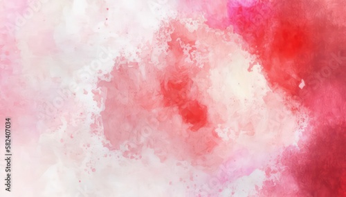 Bright abstract watercolor background. Red and white acrylic wallpaper. Generative AI art. © Hanna