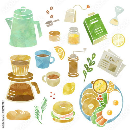 手書き風カフェイラストセット