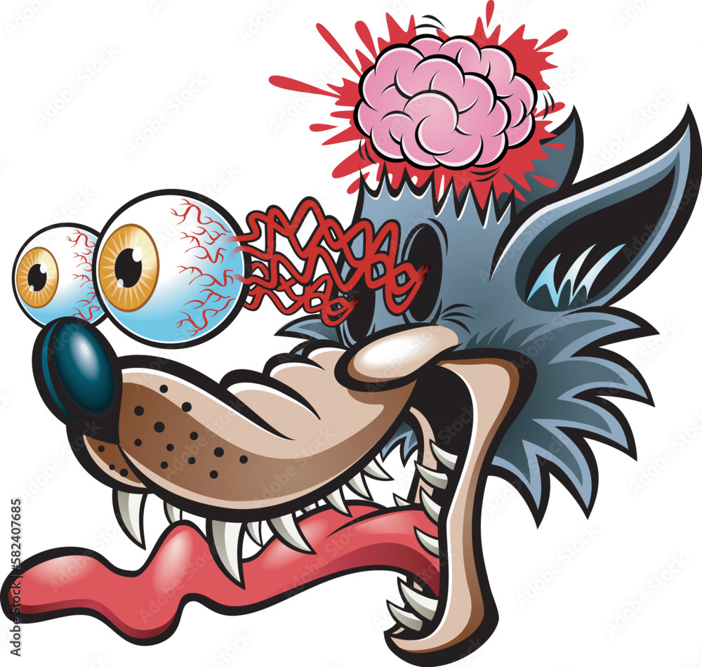 cartoon wolf with eyes popping out Stock Vector | Adobe Stock