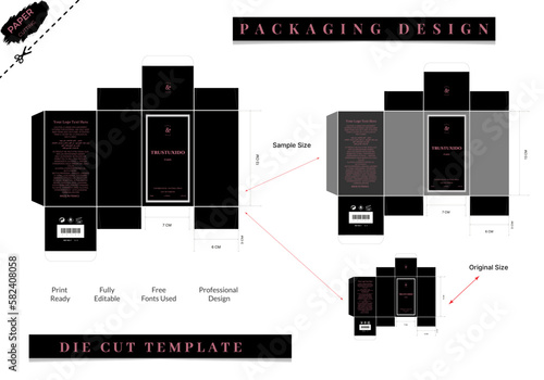 Box, Packaging Die Cut Template For perfume Product with Box dies line frames and Design elements, vector design.