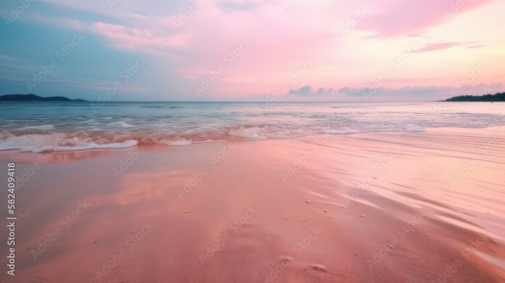 Beautiful sunset sky and ocean beach. generative ai 