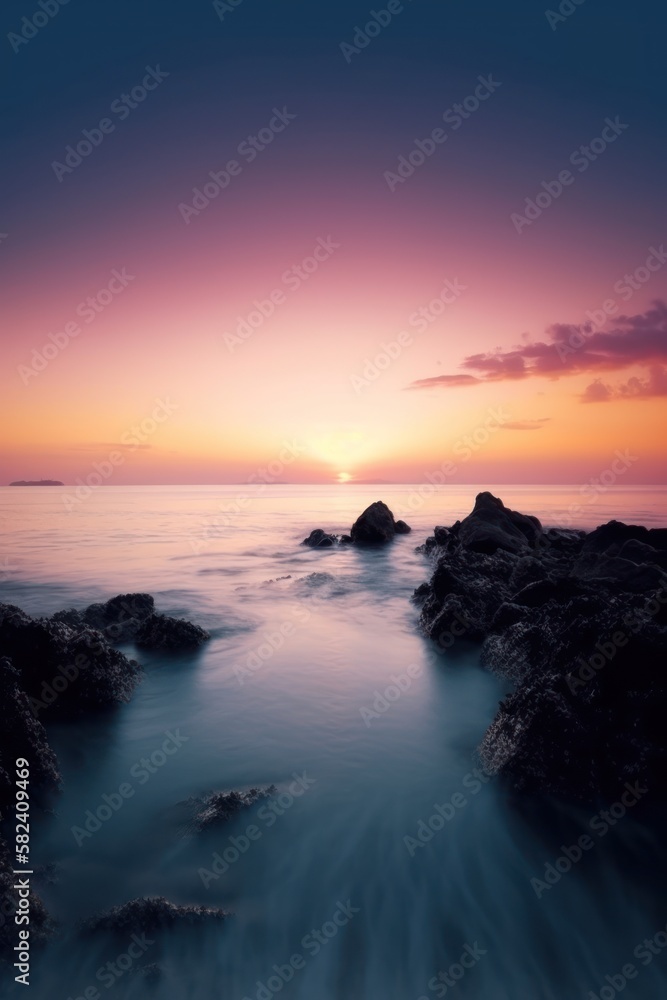 Beautiful sunset over the sea background. generative ai Beautiful sunset over the sea background. generative ai