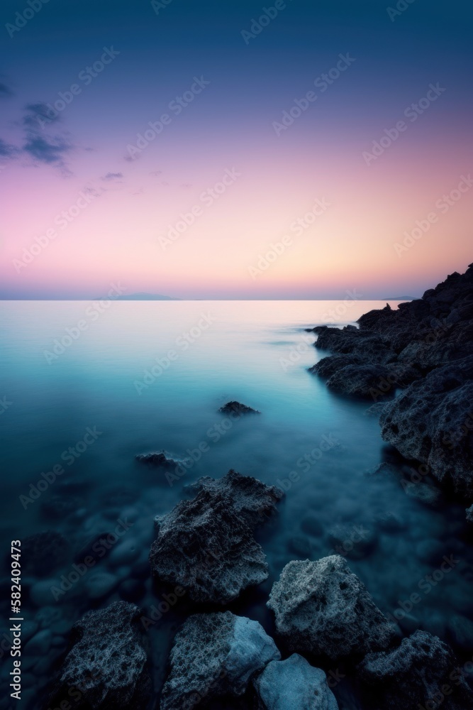 Beautiful sunset over the sea background. generative ai