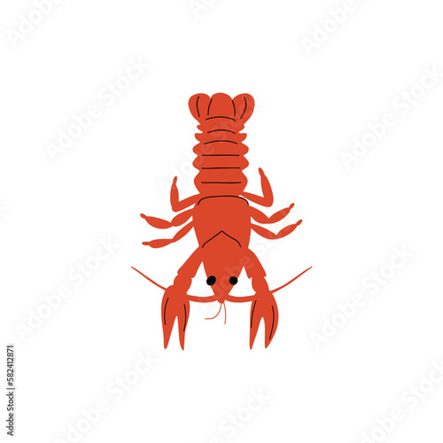 Crayfish Character sea animal on deep background. Wild life illustration. Underwear world. Vector illustration.