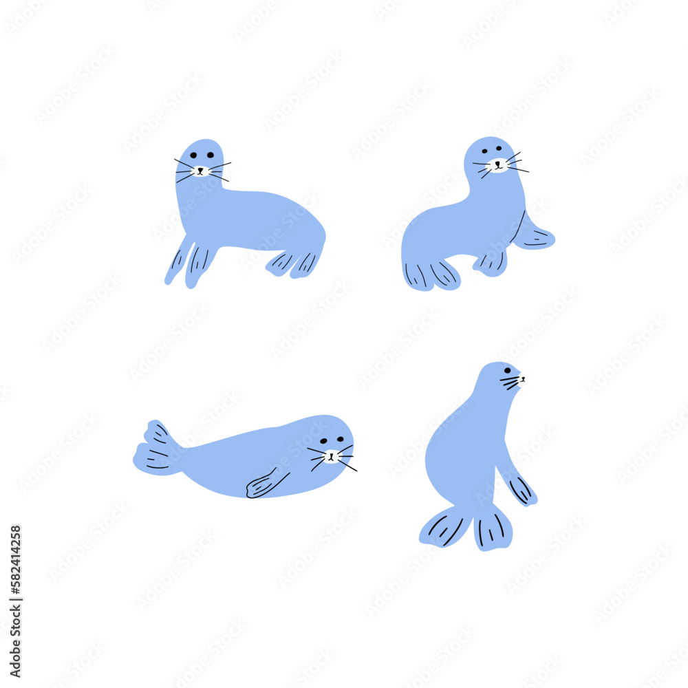 Seal Character sea animal on deep background. Wild life illustration. Underwear world. Vector illustration. Seal Character sea animal on deep background. Wild life illustration. Underwear world. Vector illustration.