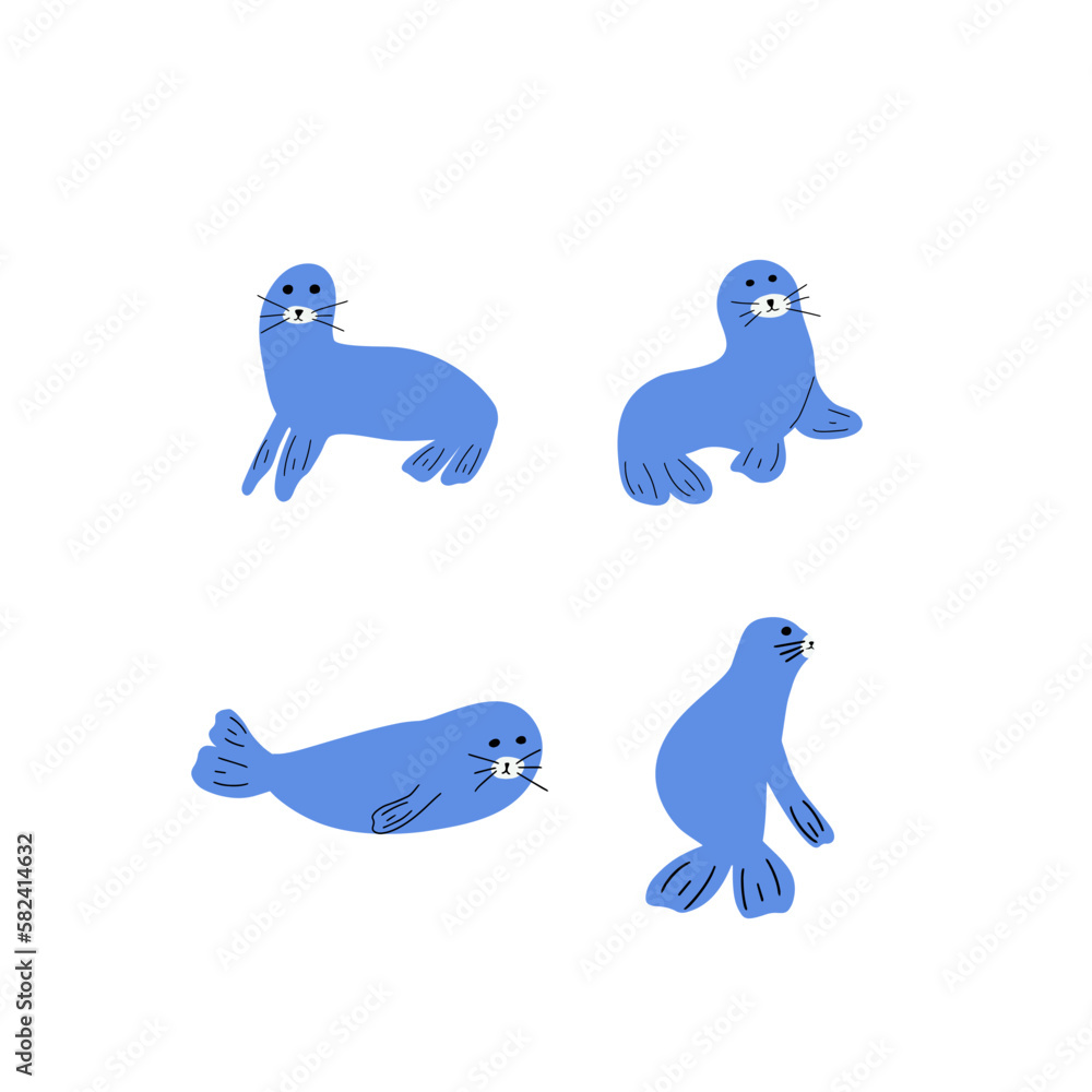 Seal Character sea animal on deep background. Wild life illustration. Underwear world. Vector illustration. Seal Character sea animal on deep background. Wild life illustration. Underwear world. Vector illustration.