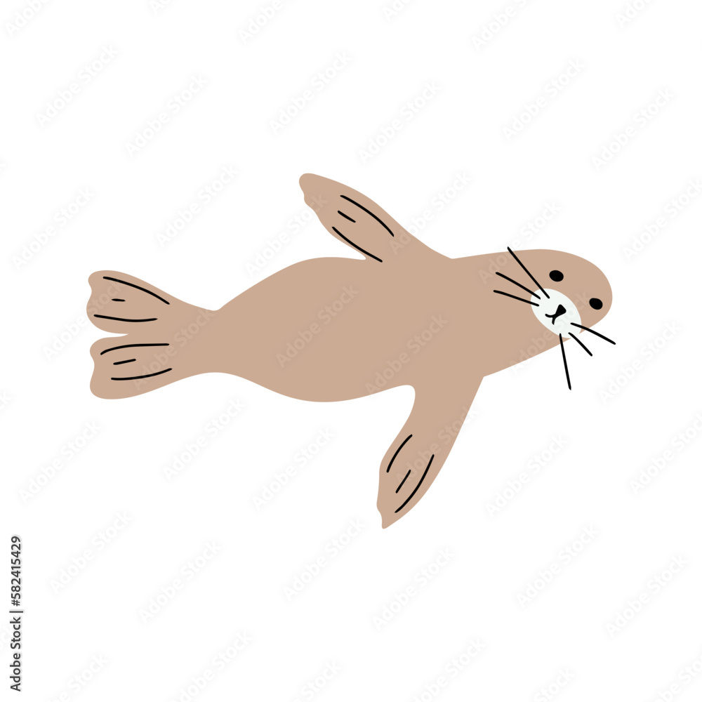 Seal Character sea animal on deep background. Wild life illustration. Underwear world. Vector illustration. Seal Character sea animal on deep background. Wild life illustration. Underwear world. Vector illustration.