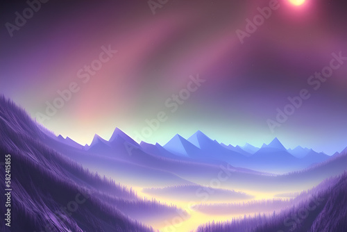 sunrise in mountains illustrations