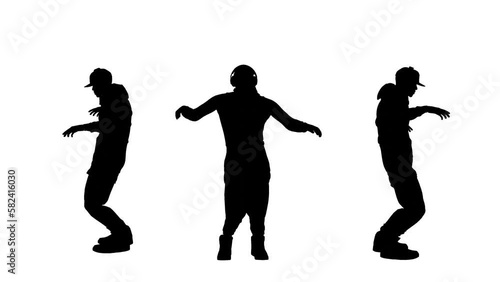 Black silhouette on a white background man dance hip hop . can use invert for alpha chanel