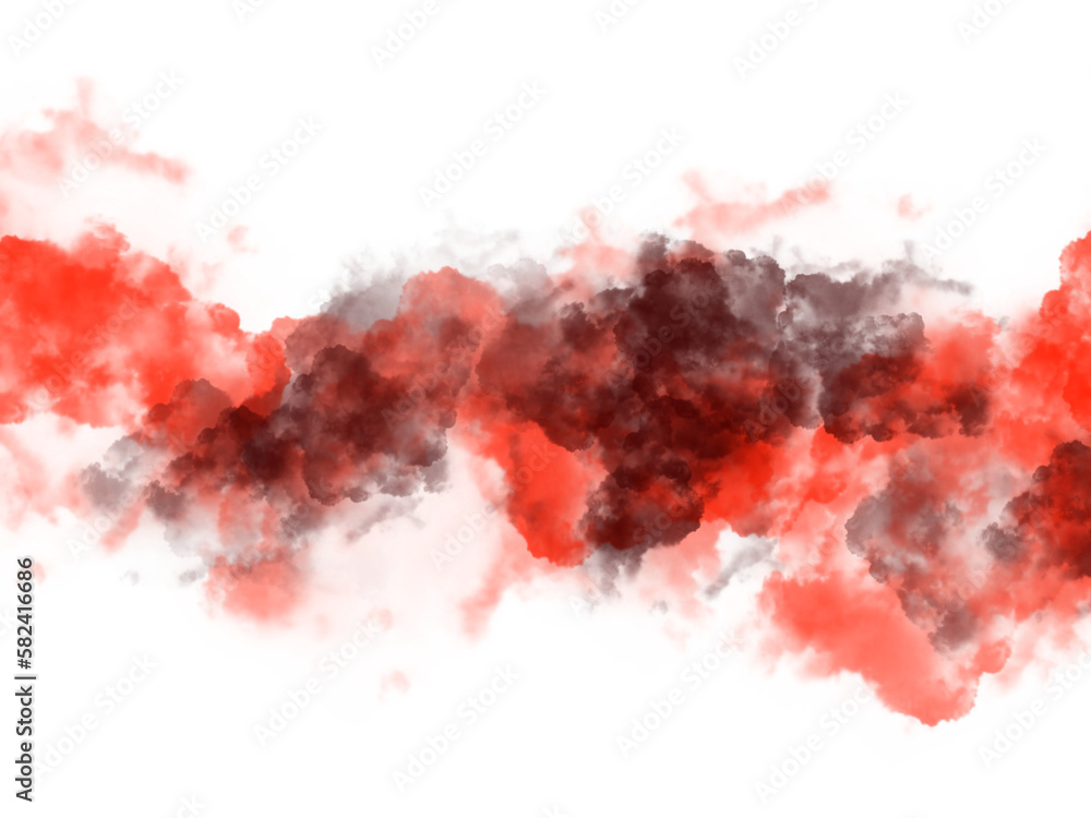 Red smoke on a transparent background.  Illustrations for use in various graphics applications.