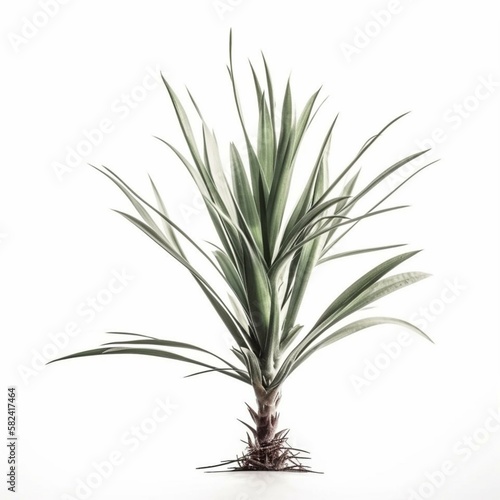 Isolated minimalistic image of a yucca plant on white background Generative AI