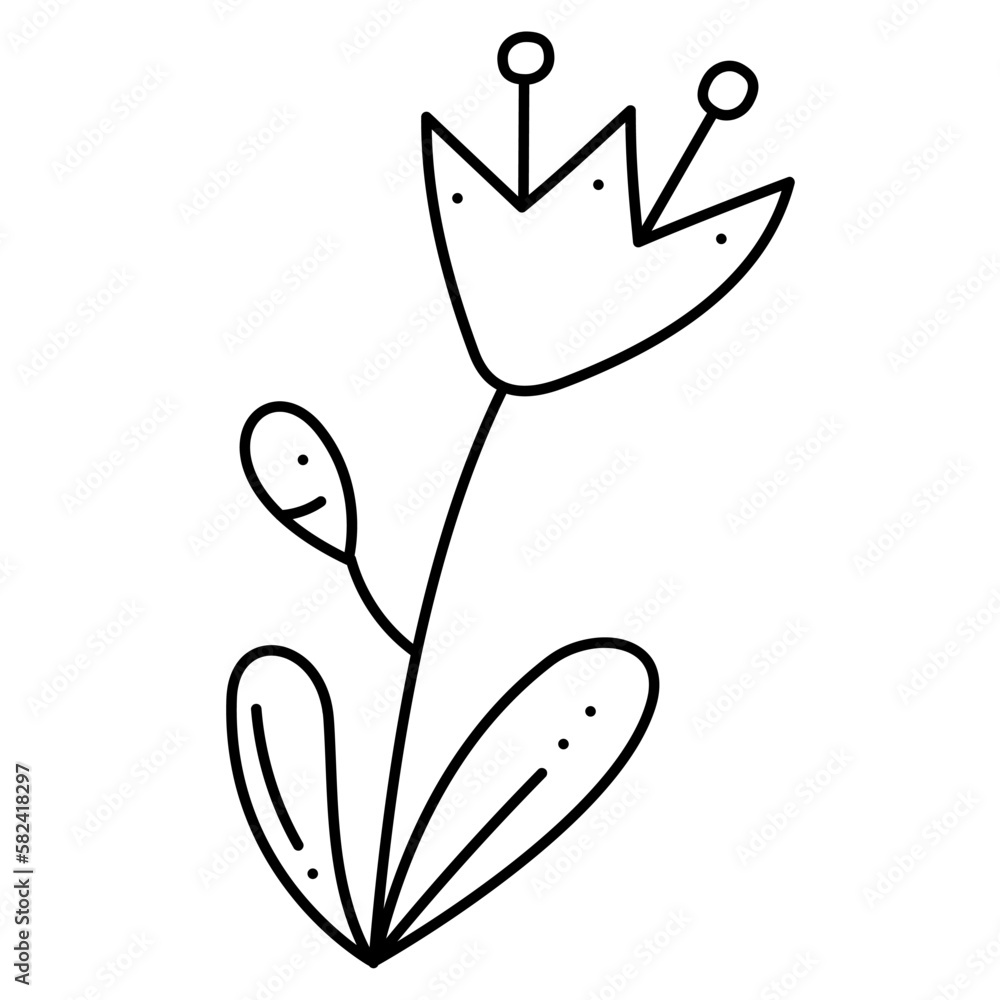 Abstract flower second. Doodle vector black and white illustration. Abstract flower second. Doodle vector black and white illustration.