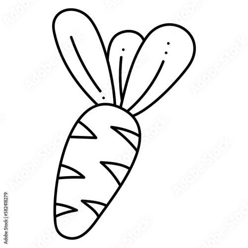 Abstract carrot. Doodle vector black and white illustration. © el_mirik_design