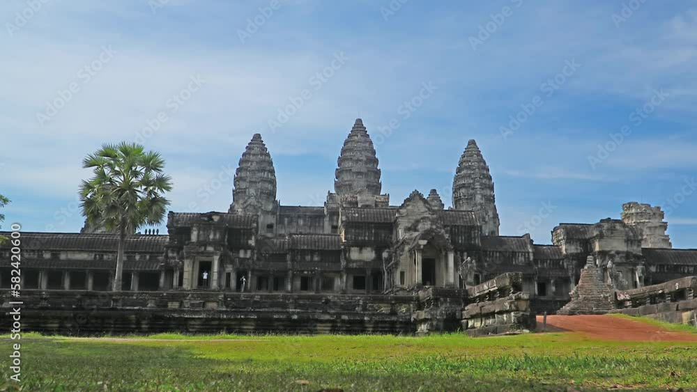 Ancient ruins Angkor Wat temple - famous Cambodian landmark. Siem Reap, Cambodia. Ancient ruins Angkor Wat temple - famous Cambodian landmark. Siem Reap, Cambodia.