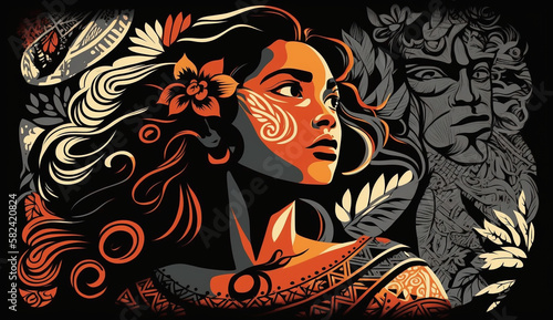 Polynesian art series of a young girl