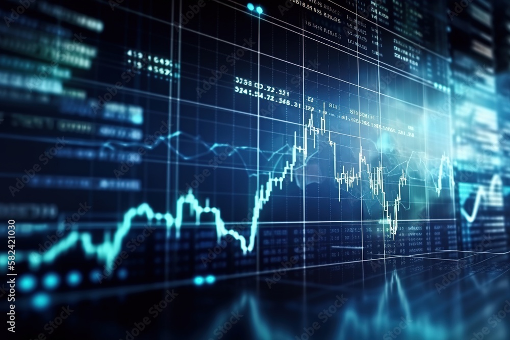 Stock market and trading, digital graph - AI generated