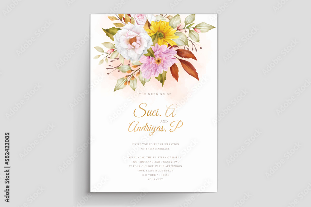 wedding invitation with floral illustration