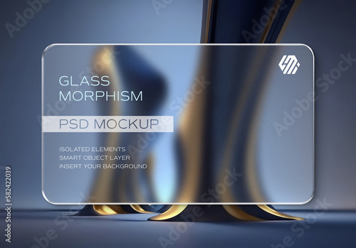 Glossy Frosted Glass Morphism Mockup on Editable Background