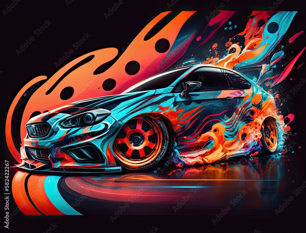Obraz premium Asbtract colour fkaming car image