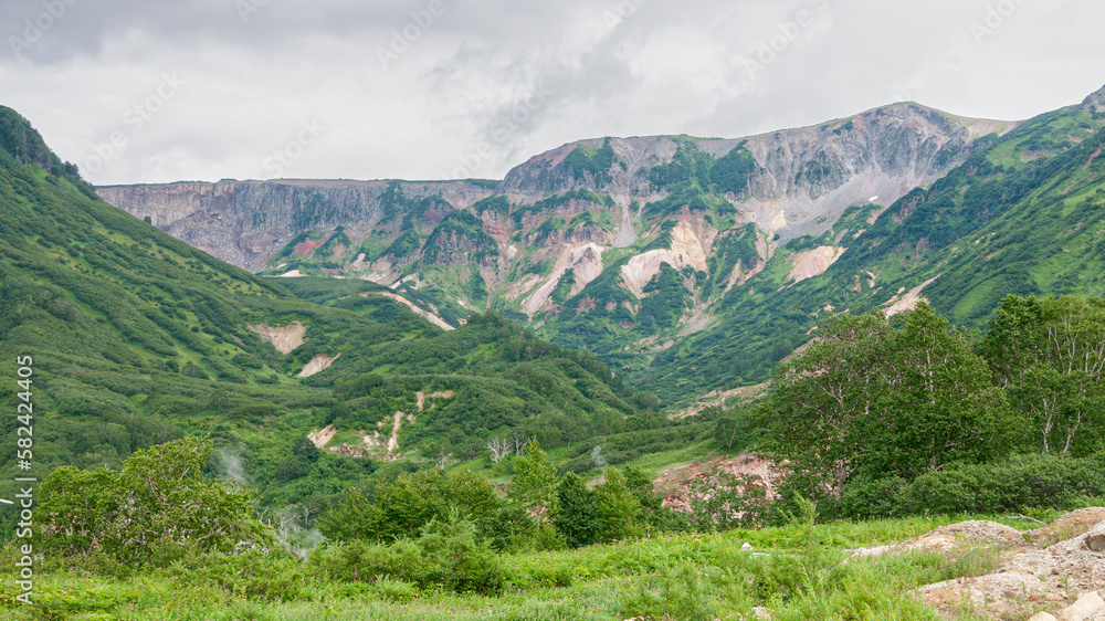 Scenery panoramic mountain landscape of Kamchatka Peninsula