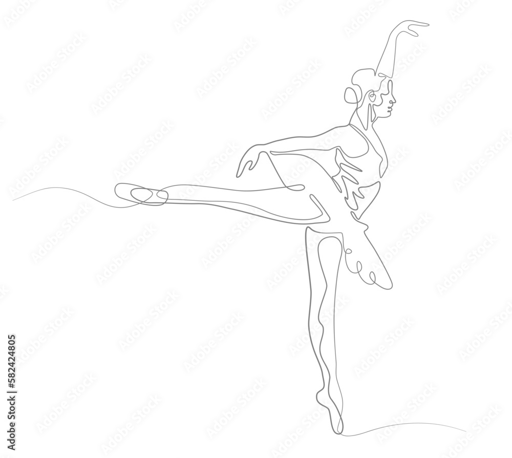 Vector One Line Drawing of a Ballerina