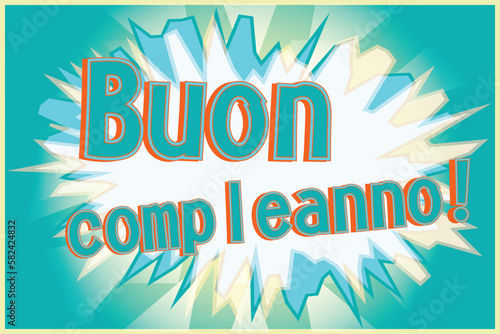 Wallpaper Mural  'Buon compleanno' it means happy birthday in italy. postcard, in a grunge style. Card - Editable, grunge effects. Wishing card in mint colors. background with space for your design Torontodigital.ca