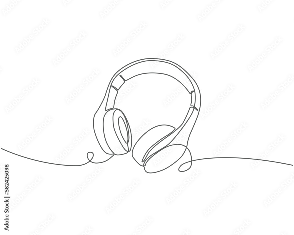 Vector One Line Drawing of a pair of headphones Stock Vector Adobe Stock