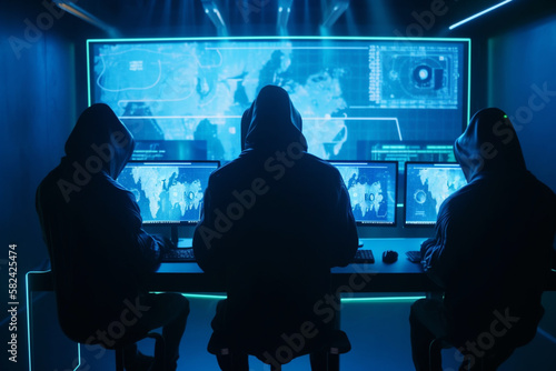 Illustration of a state sponsored threat actor launching an advance persistence threat. Attack surface cybersecurity. Generative AI.
