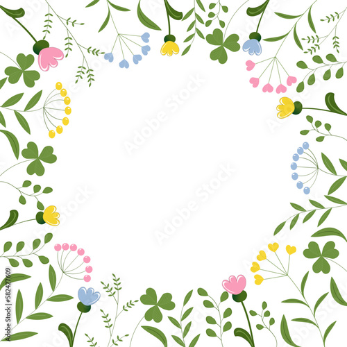 Rahmen aus Frühlingsblumen 