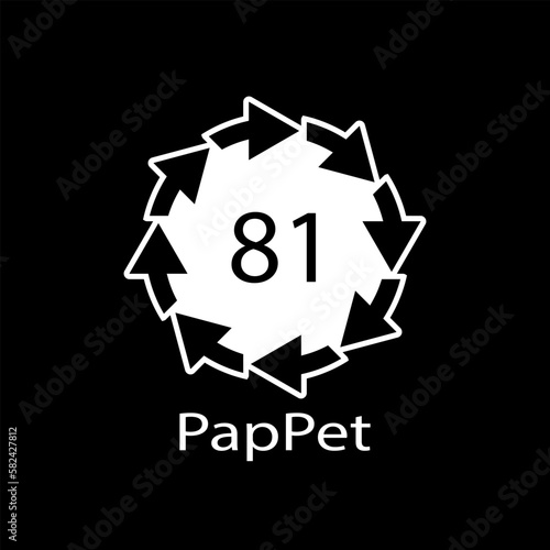 Paper (cardboard). Recycling codes 81 PapPet. Composite materials sign. Vector illustration