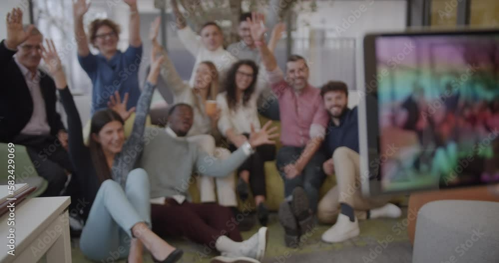 Photo countdown of a large group of people in the office while raising hands together, ideas generation meeting Photo countdown of a large group of people in the office while raising hands together, ideas generation meeting