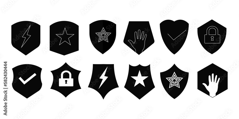 unique set of modern vector shield icons