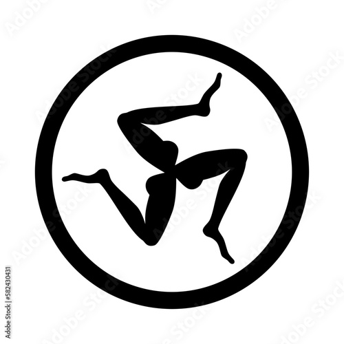 Ancient Greek triskelion of three bent human legs, framed by a circle. Triskele, motif consisting of a triple leg, appearing to run and hint movement. A symbol for Sicily since the Hellenistic period.