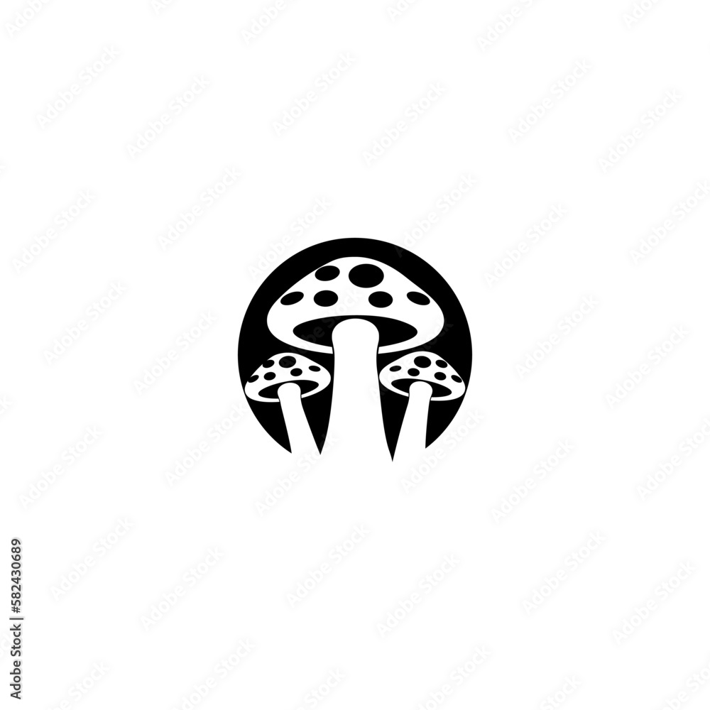Mushroom farm logo isolated on white background Mushroom farm logo isolated on white background