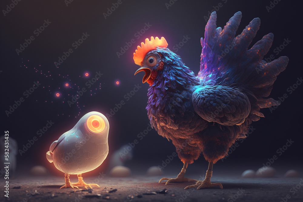 Photo & Art Print Interstellar Conversation: A Chicken and an Egg ...