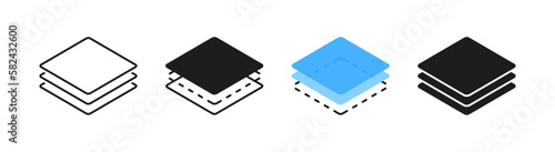 Layer icon set. Three level layer sign. Layout symbol. Vector illustration.