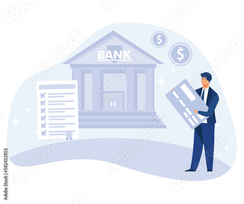 Financial software concept, banking operations, check out transaction, flat vector modern illustration 