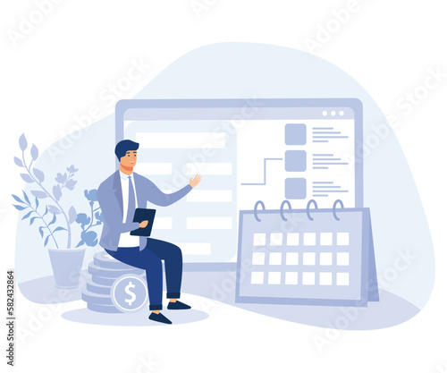 Financial software concept, e-invoicing service, shopping online, check out transaction, cash rebate, flat vector modern illustration 