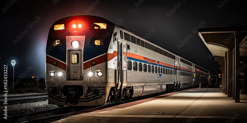 Naklejka premium train departing from the station, generative ai