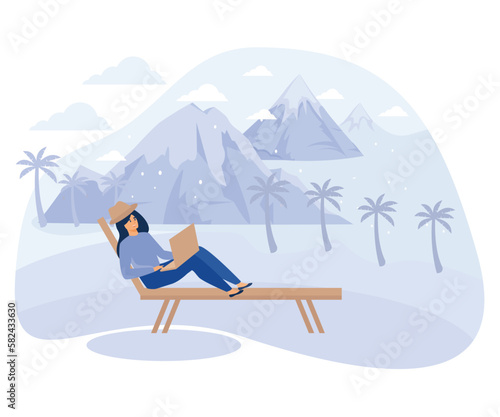 Voluntary lifestyle concept, Downshifting, simple living,  minimalist lifestyle, flat vector modern illustration