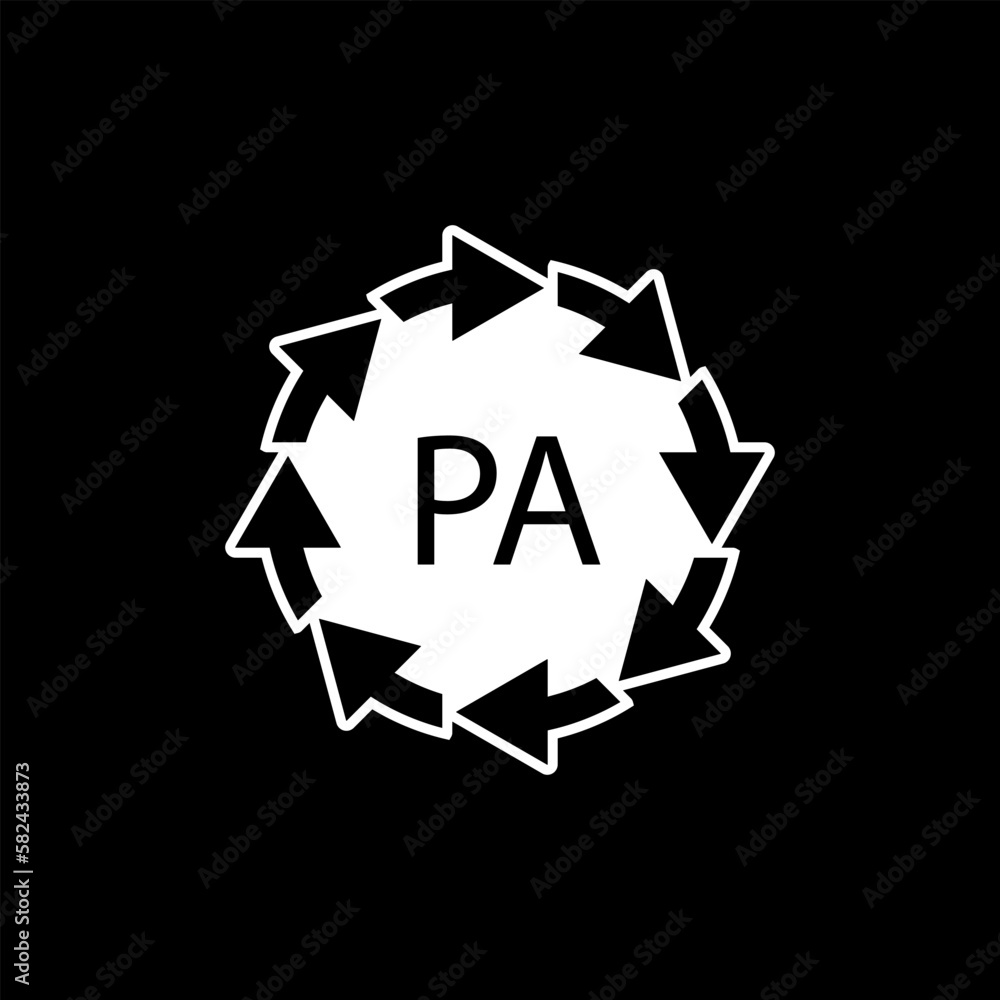Plastic recycling symbol PA polyamide, vector illustration Plastic recycling symbol PA polyamide, vector illustration