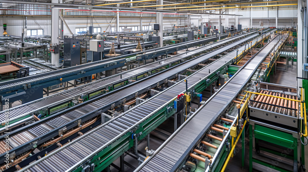 Improving Production Processes, Large Factory Assembling Conveyor Line, Generative AI Improving Production Processes, Large Factory Assembling Conveyor Line, Generative AI
