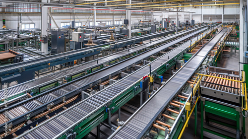 Improving Production Processes, Large Factory Assembling Conveyor Line, Generative AI