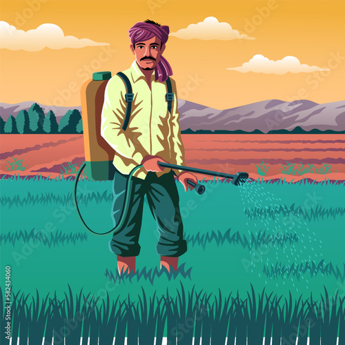 Haryana Farmer - A Vibrant Vector Illustration Depicting the Resilience and Hard Work of Indian Agriculture