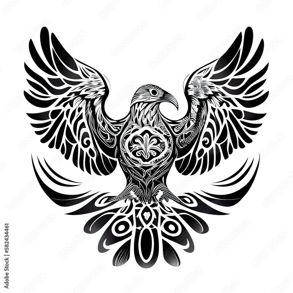 Obraz premium Stylized Seagull on White Background, AI Generative