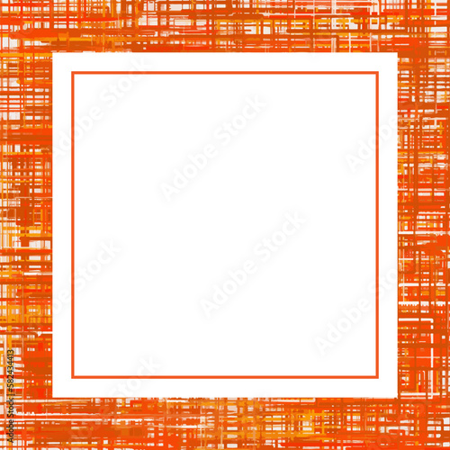 Orangefarbener Rahmen in Gewebeoptik. Freier Platz für Text.