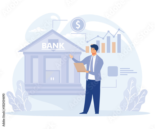 Money distribution concept, salary gap, country budget, bank credit, flat vector modern illustration