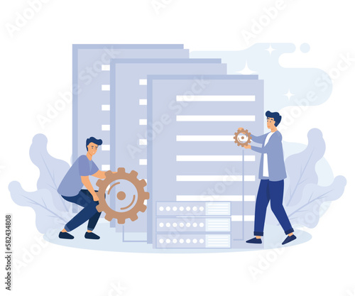Database storage concept, programming language, data science tools, flat vector modern illustration 